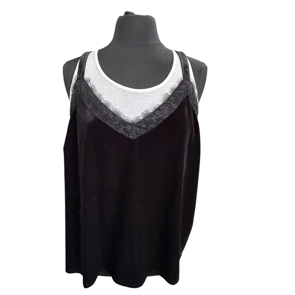 Skies Are Blue Curvy Black Velvet Camisole Lace Size 2X NWT